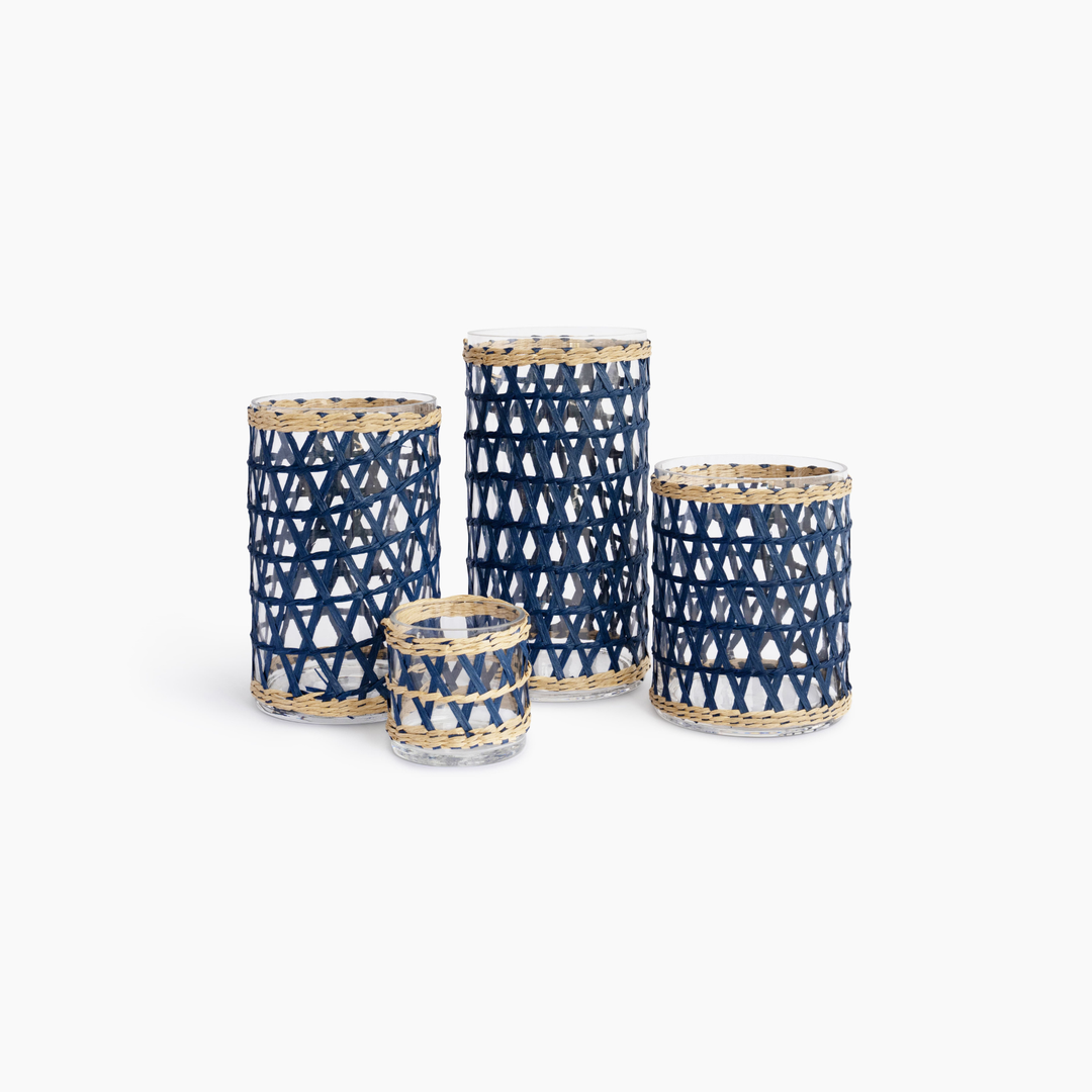 Island Wrapped Navy & Natural Hurricane/Vase - X Small