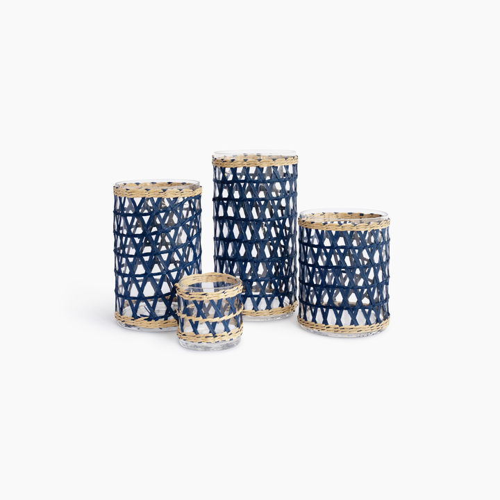 Island Wrapped Navy & Natural Hurricane/Vase - X Small