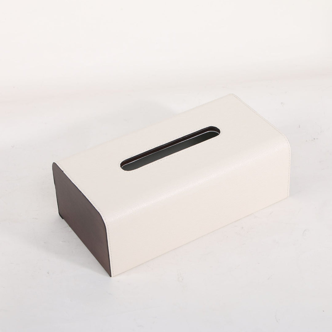 Faux Leather Tissue Box Cover - Milk