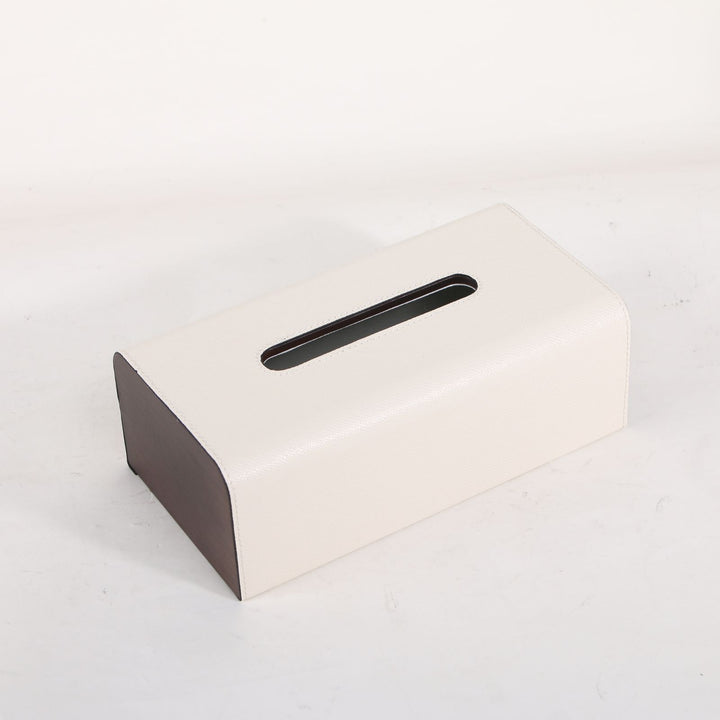 Faux Leather Tissue Box Cover - Milk