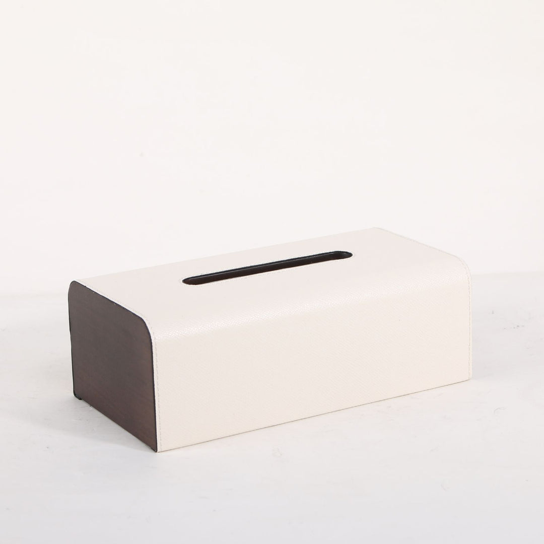 Faux Leather Tissue Box Cover - Milk