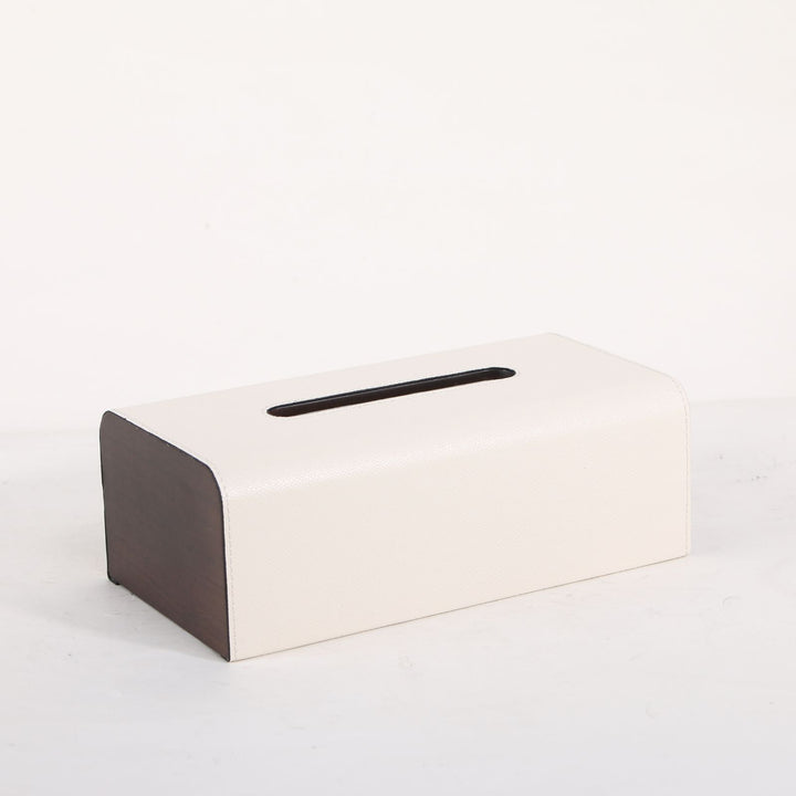 Faux Leather Tissue Box Cover - Milk