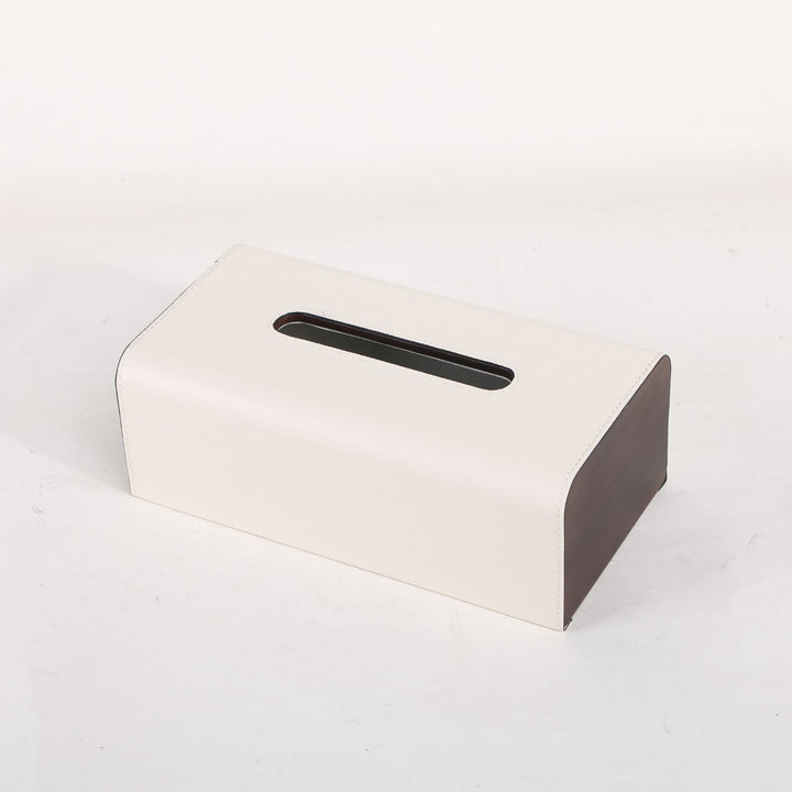 Faux Leather Tissue Box Cover - Milk