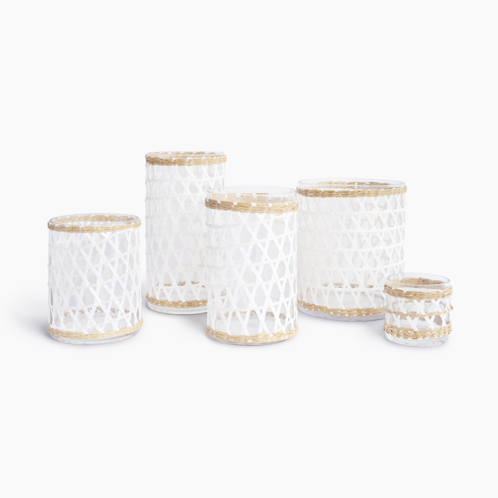 Island Wrapped White & Natural Hurricane/Vase - Medium