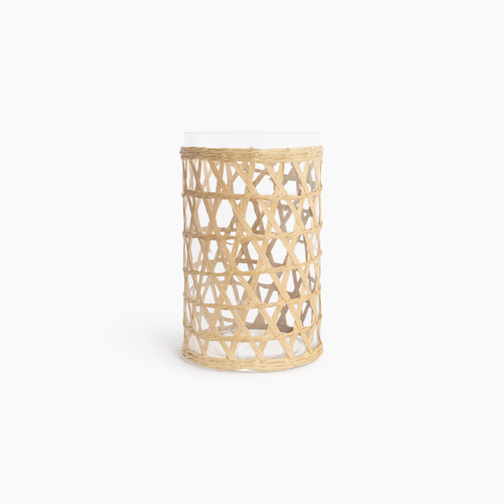 Island Wrapped Natural Wicker Hurricane/Vase - Medium