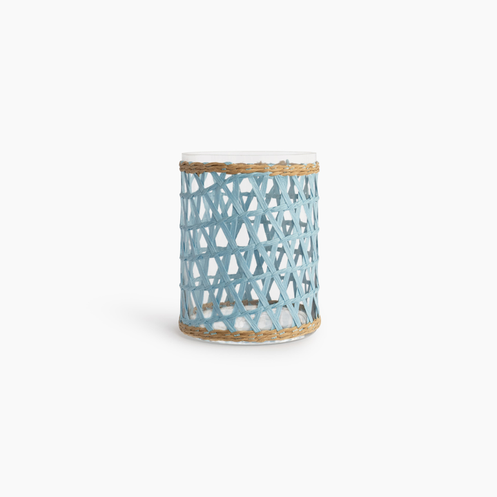 Island Wrapped Light Blue & Natural Hurricane/Vase - Small