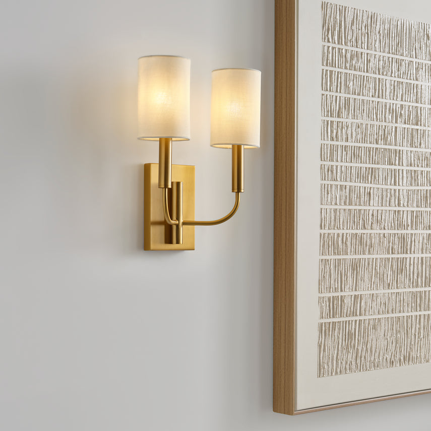 Brianna Double Sconce in Burnished Brass