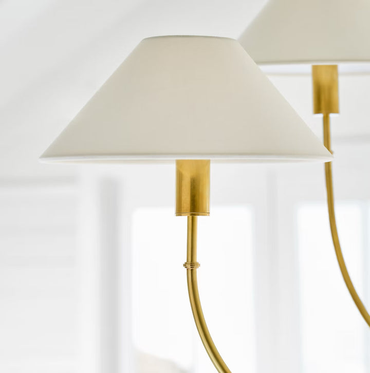Griffin Large Staggered Tail Chandelier in Brass &amp; Saddle Leather