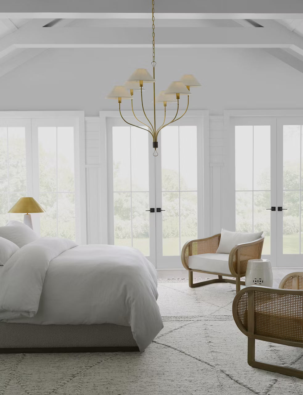 Griffin Large Staggered Tail Chandelier in Brass &amp; Saddle Leather