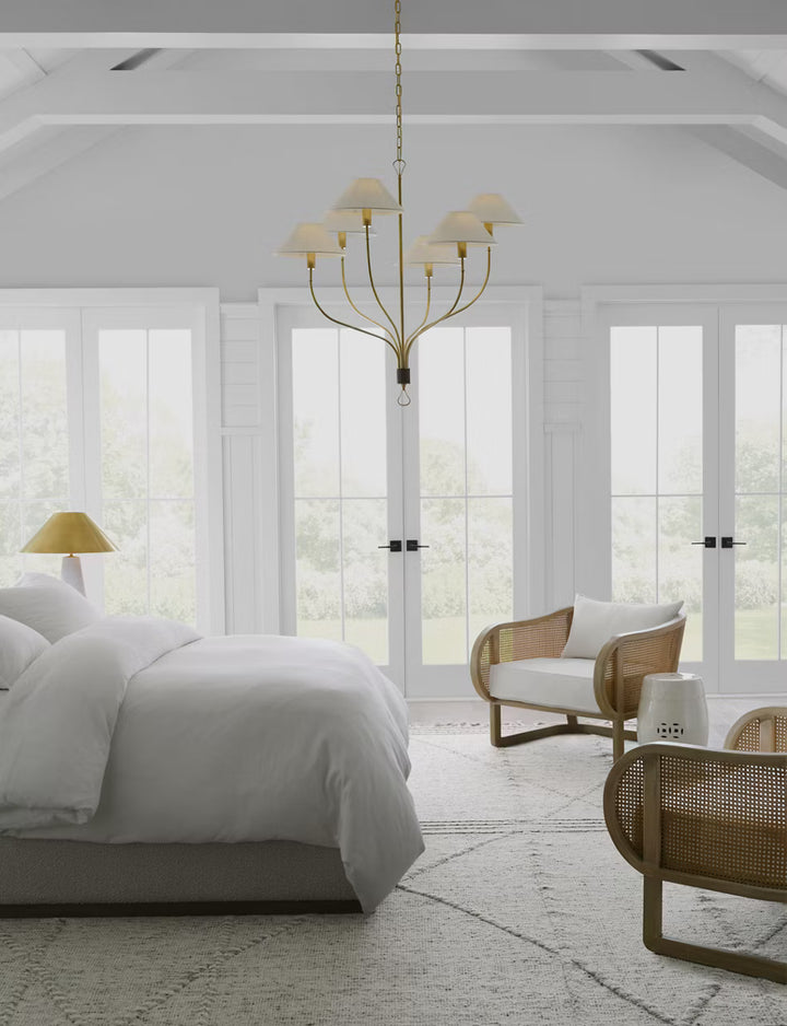 Griffin Large Staggered Tail Chandelier in Brass &amp; Saddle Leather