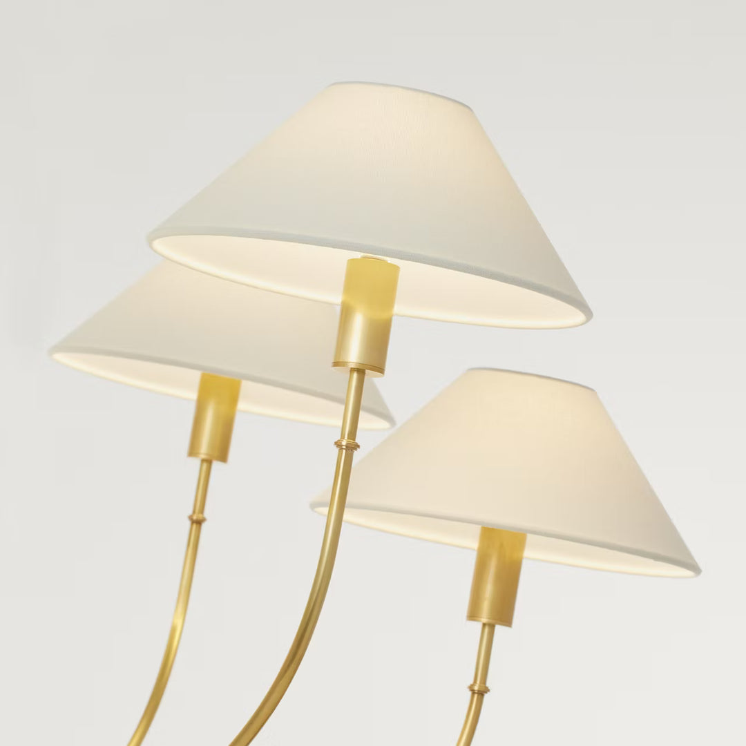 Griffin Large Staggered Tail Chandelier in Brass &amp; Saddle Leather