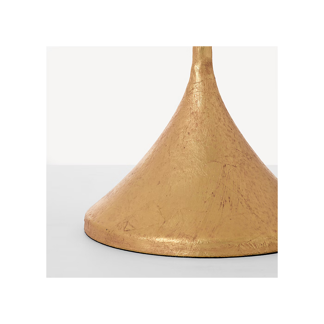 Alberto Large Floor Lamp in Antique Gold Leaf with Linen Shade