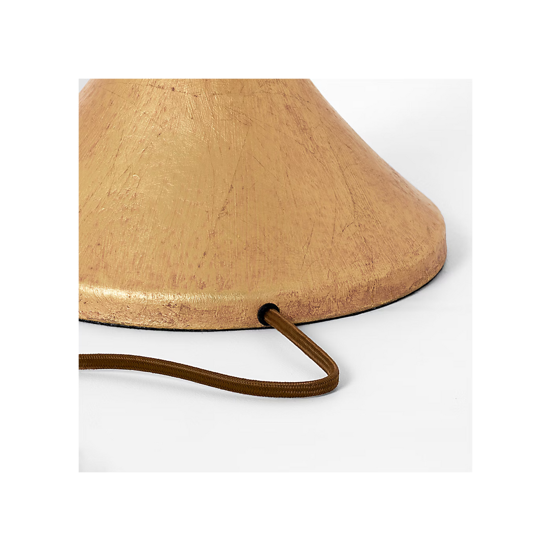 Alberto Large Floor Lamp in Antique Gold Leaf with Linen Shade
