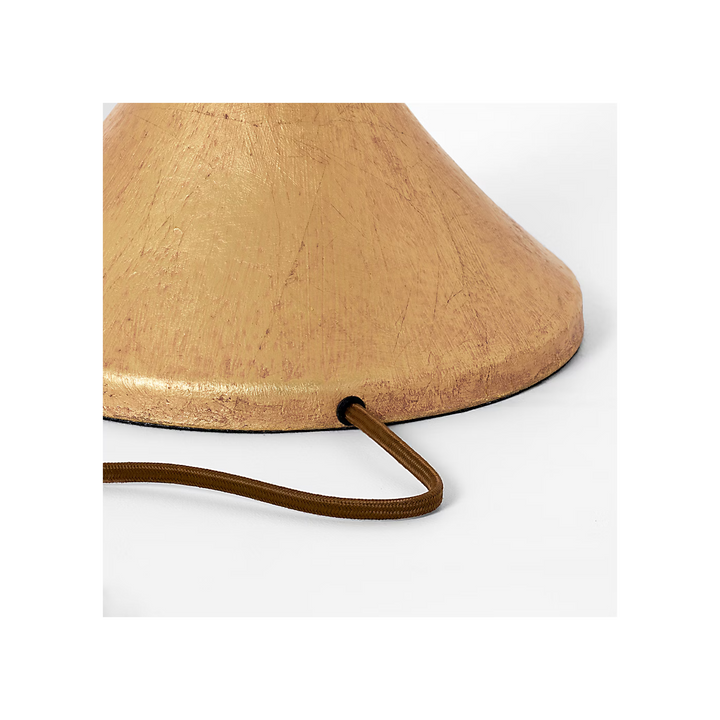 Alberto Large Floor Lamp in Antique Gold Leaf with Linen Shade