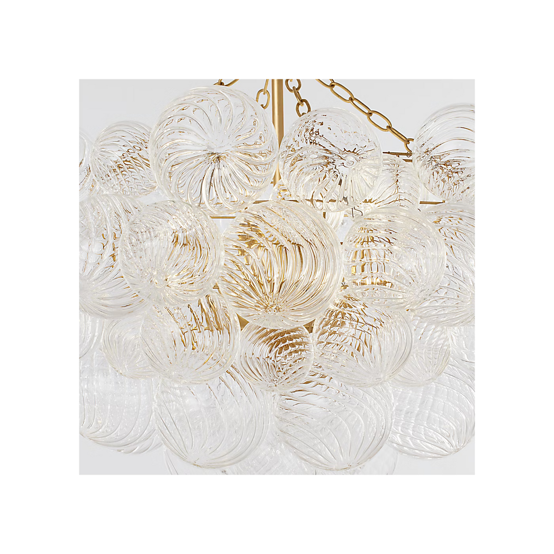 Talia Large Chandelier in Gild &amp; Clear Swirled Glass