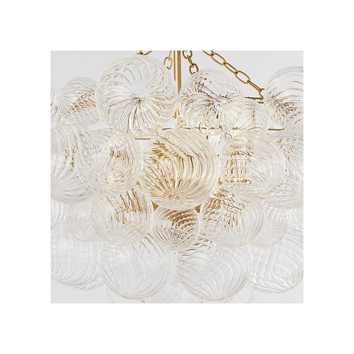 Talia Large Chandelier in Gild &amp; Clear Swirled Glass