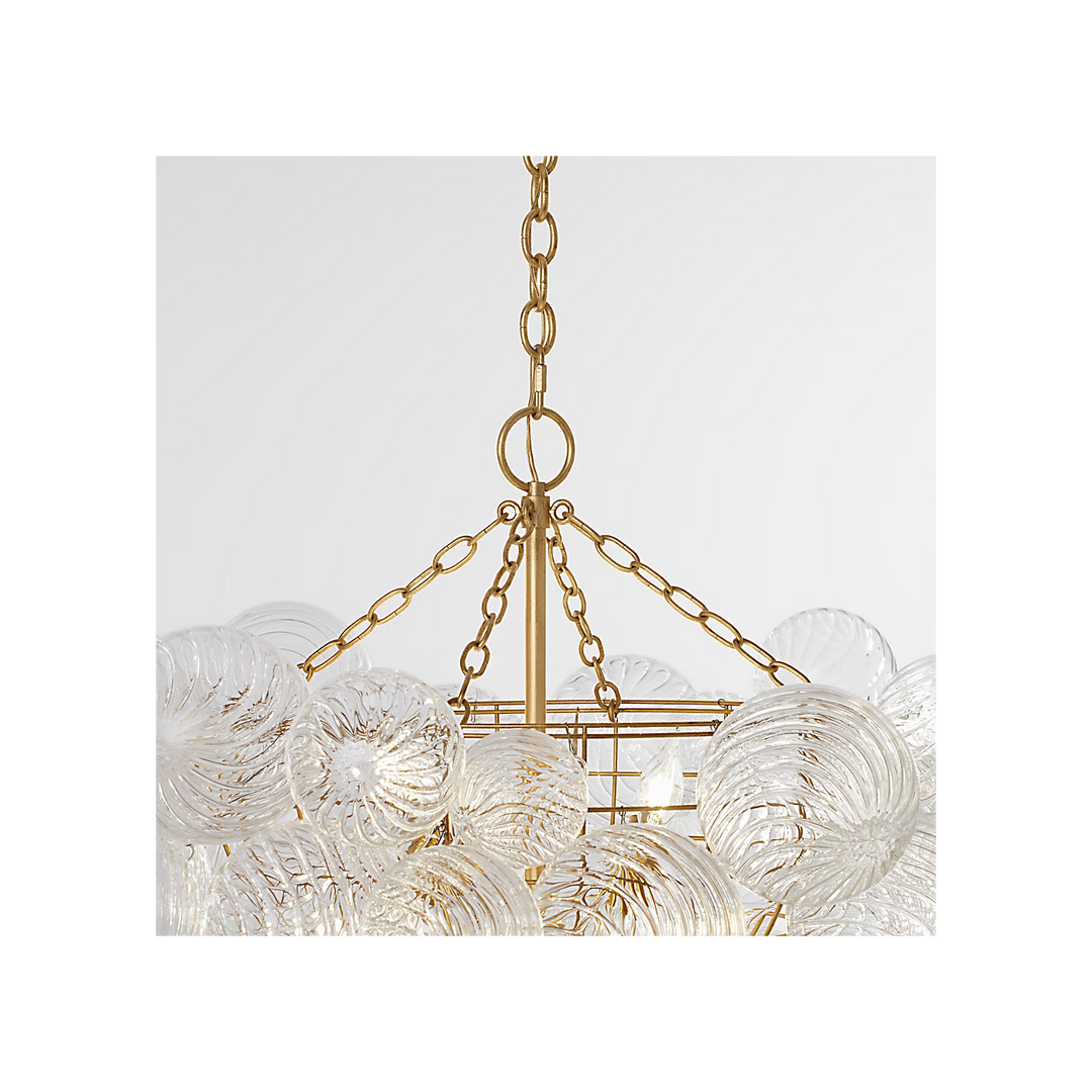 Talia Large Chandelier in Gild &amp; Clear Swirled Glass