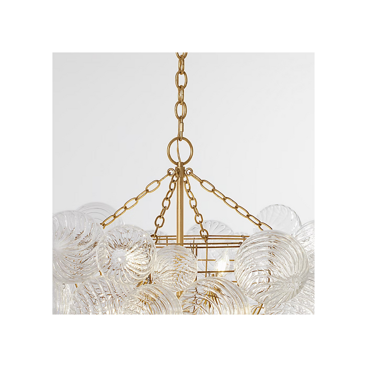 Talia Large Chandelier in Gild &amp; Clear Swirled Glass