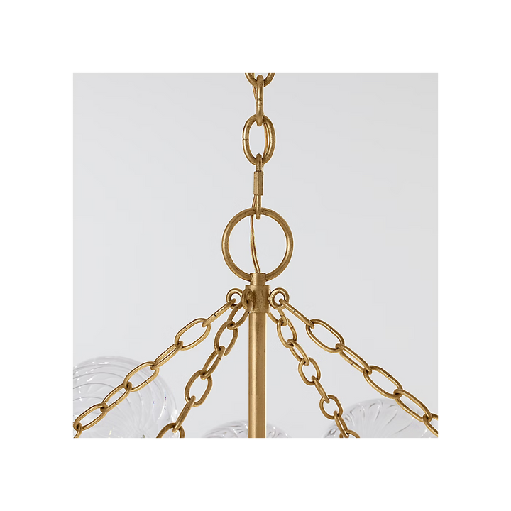 Talia Large Chandelier in Gild &amp; Clear Swirled Glass