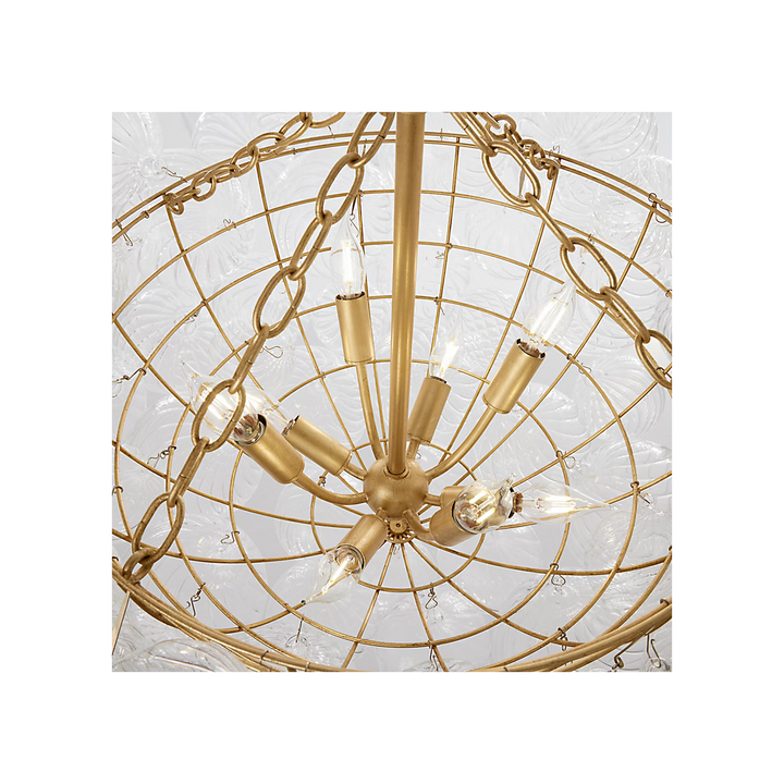 Talia Large Chandelier in Gild &amp; Clear Swirled Glass