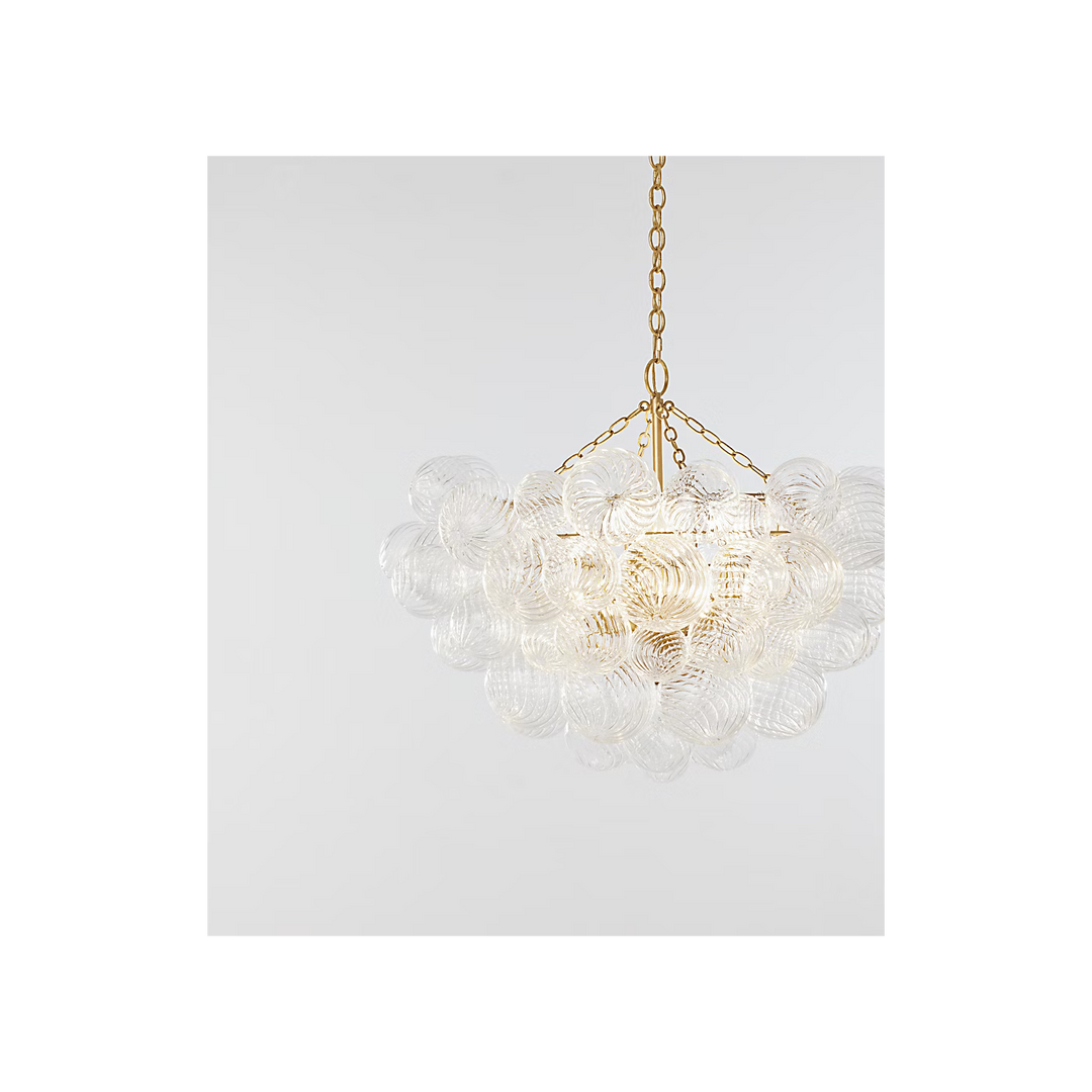 Talia Large Chandelier in Gild &amp; Clear Swirled Glass