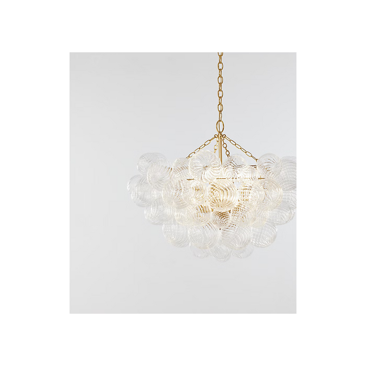 Talia Large Chandelier in Gild &amp; Clear Swirled Glass