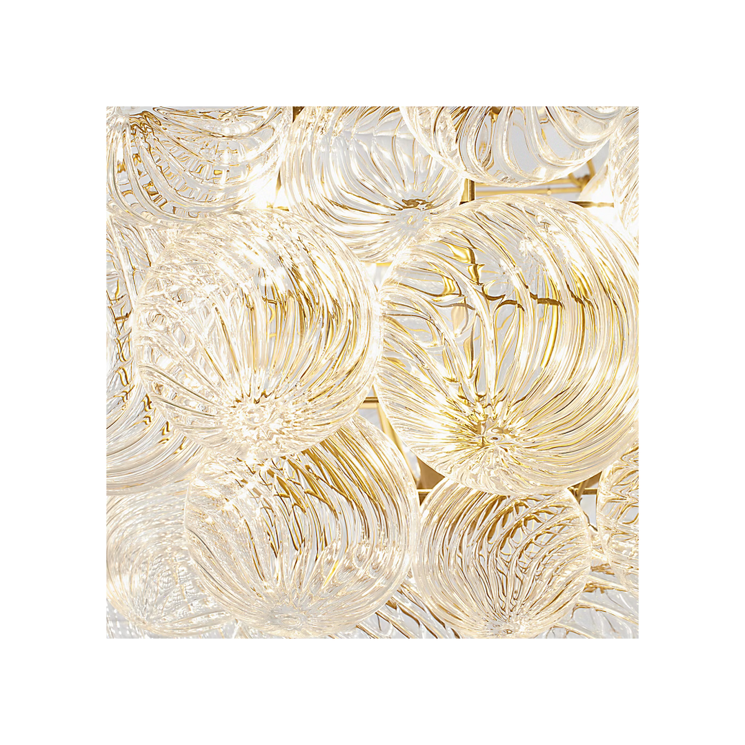 Talia Large Chandelier in Gild &amp; Clear Swirled Glass
