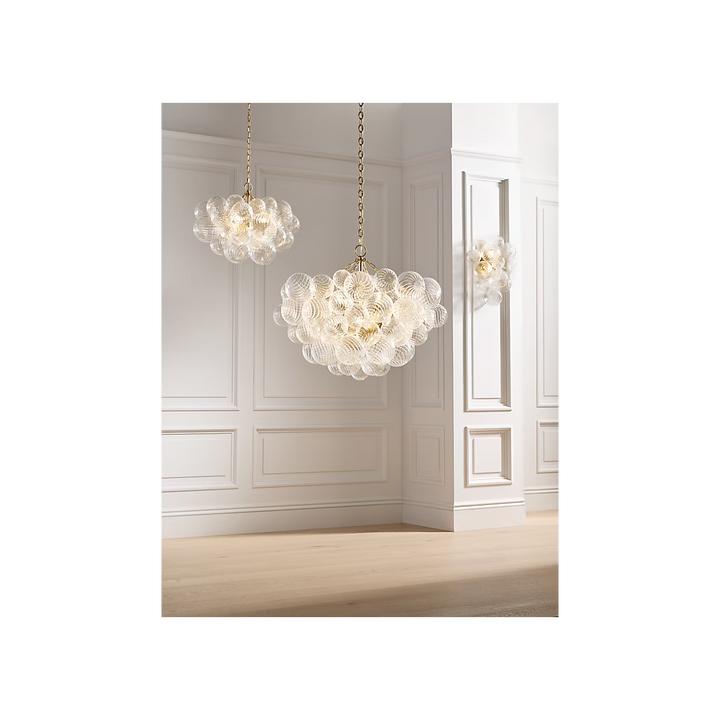 Talia Large Chandelier in Gild &amp; Clear Swirled Glass