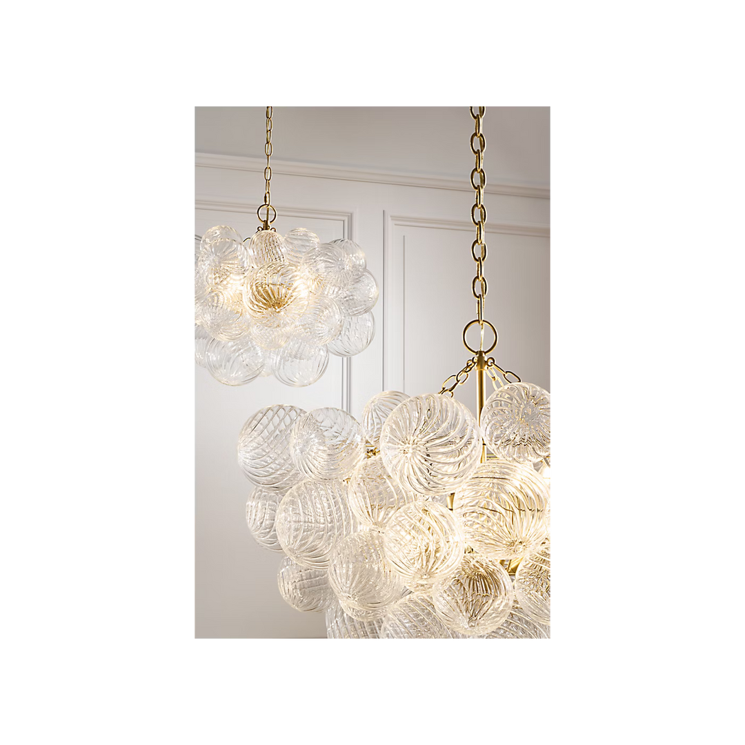 Talia Large Chandelier in Gild &amp; Clear Swirled Glass