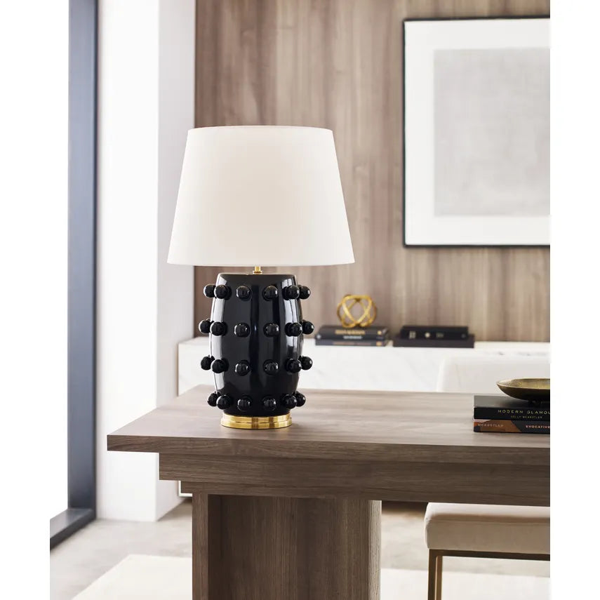 Linden Table Lamp in Black with Linen Shade - Medium