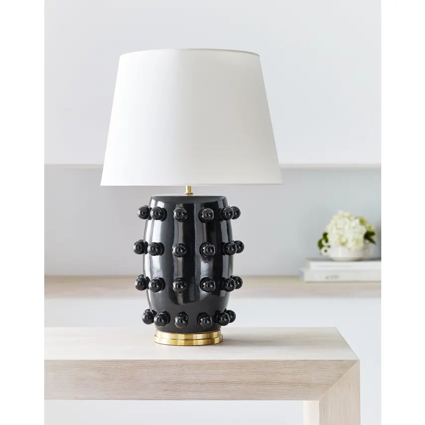 Linden Table Lamp in Black with Linen Shade - Medium