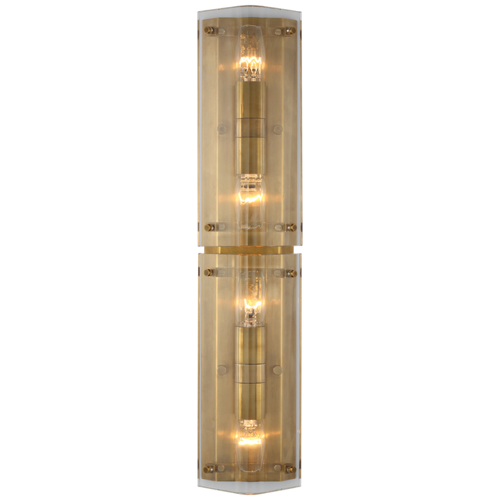 Clayton 25" Sconce in Crystal and Hand Rubbed Antique Brass