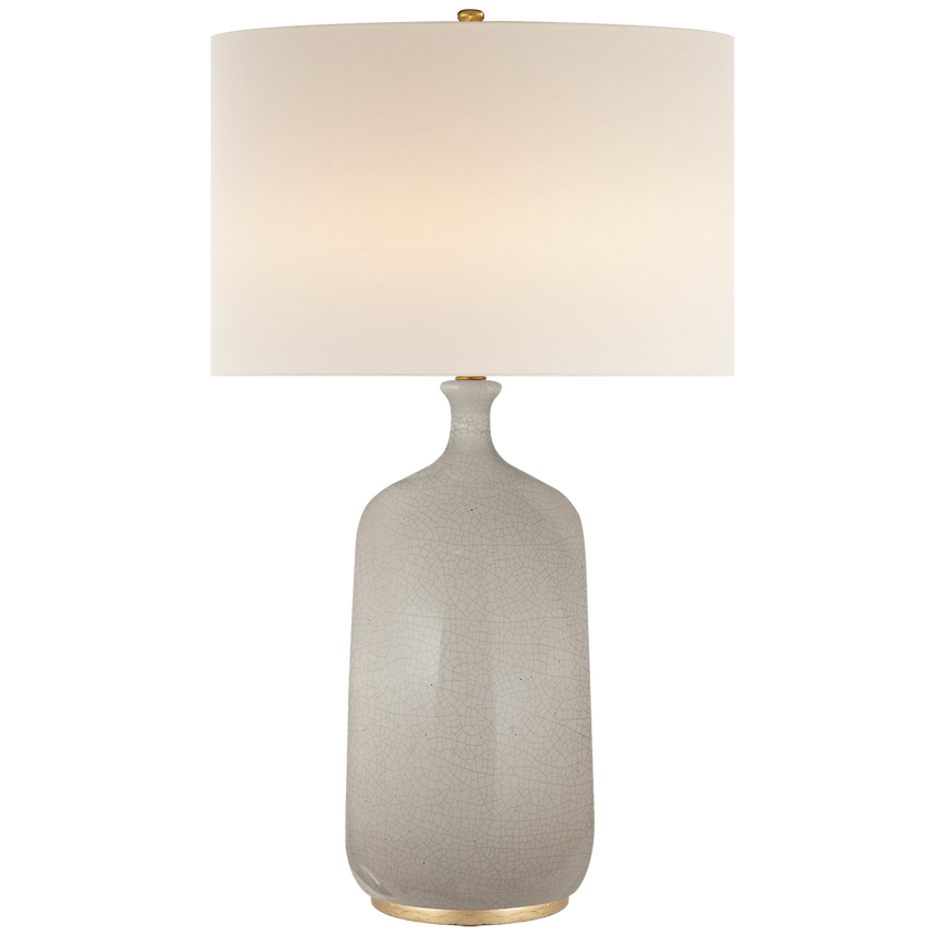 Culloden Table Lamp in Bone Craquelure Finish With Linen Shade