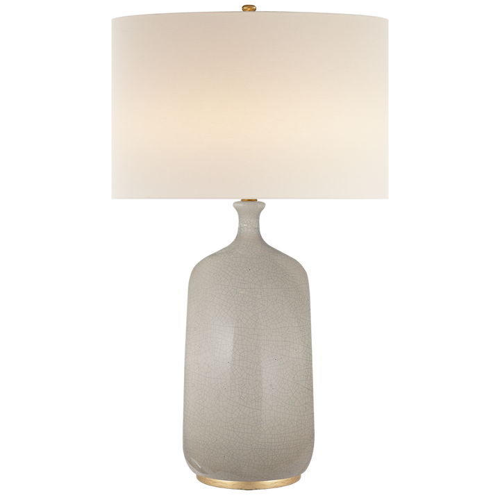Culloden Table Lamp in Bone Craquelure Finish With Linen Shade