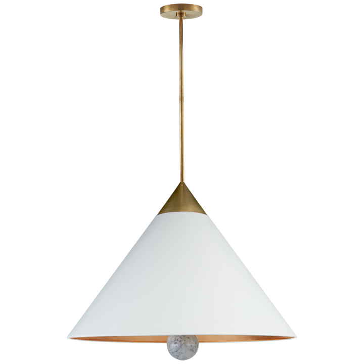 Cleo Large Pendant in Antique Burnished Brass & White Marble