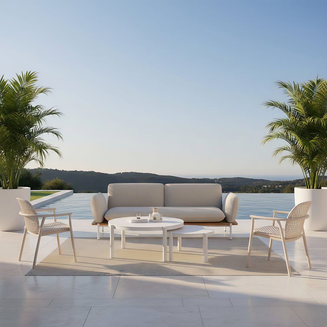 Lillie Large White Coffee Table with Ceramic Calacatta Gold top