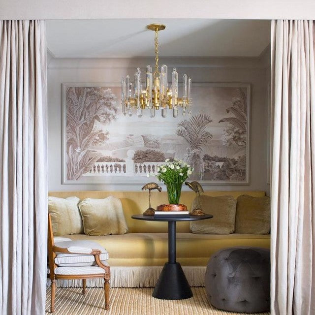 Bonnington Chandelier in Hand-Rubbed Antique Brass with Crystal