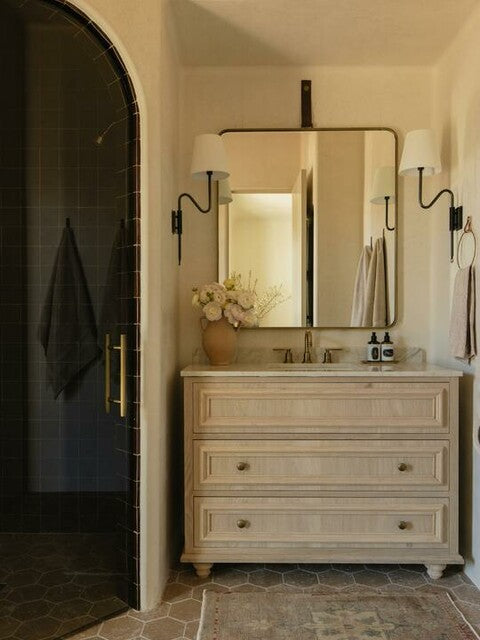 Griffin Articulating Sconce in Bronze &amp; Chocolate Leather