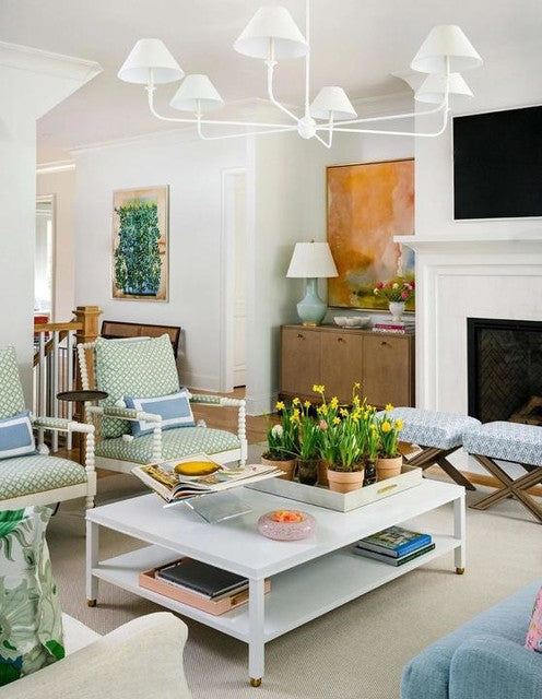 Piaf Oversized Chandelier in Plaster White with Linen Shades