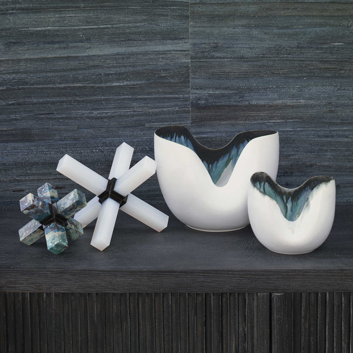Double Cross Sculpture - Opaline Crystal