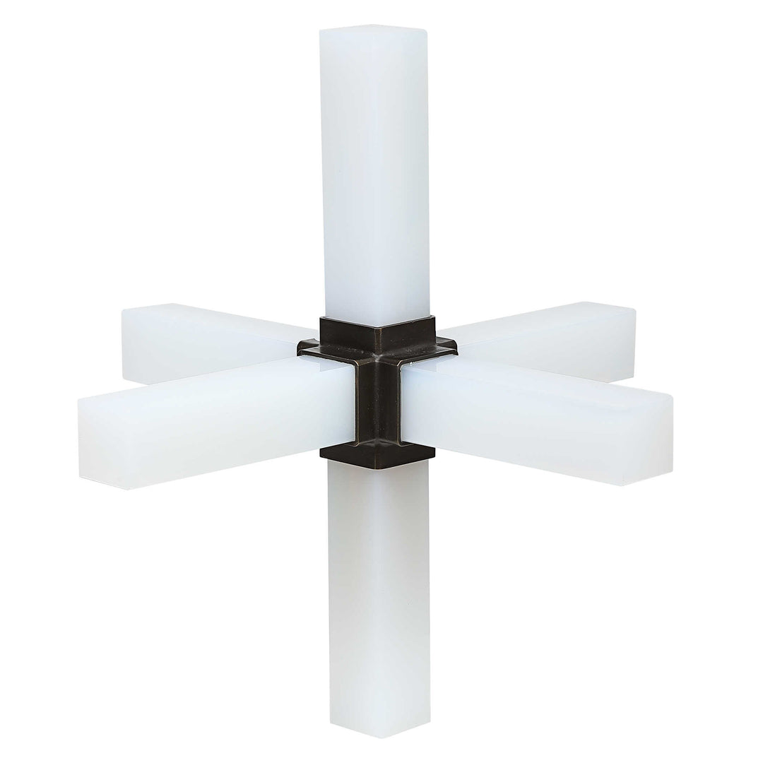 Double Cross Sculpture - Opaline Crystal