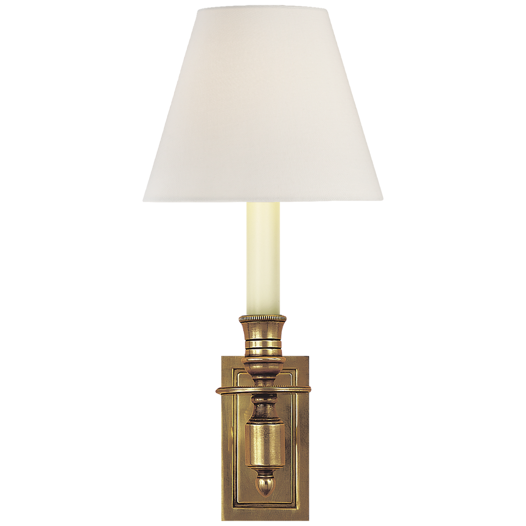 French Single Library Sconce in Hand-Rubbed Antique Brass