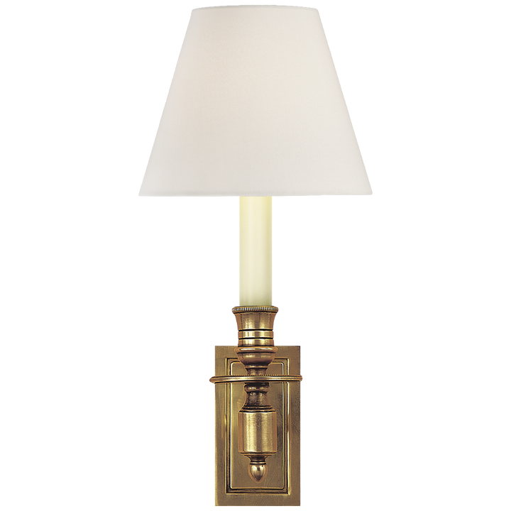 French Single Library Sconce in Hand-Rubbed Antique Brass