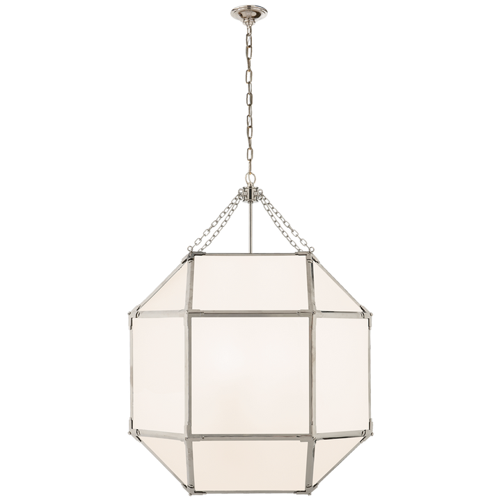 Morris Large Lantern in Polish Nickel with Frosted Glass