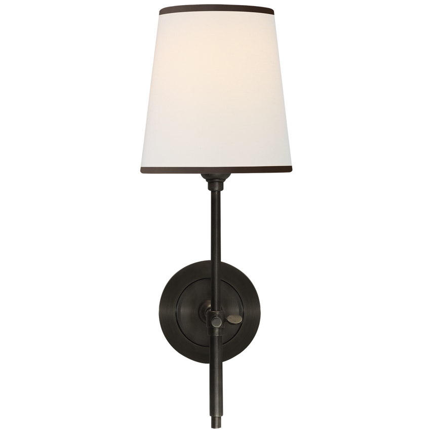 Bryant Sconce in Bronze with Linen Shade Black Trim Gramercy