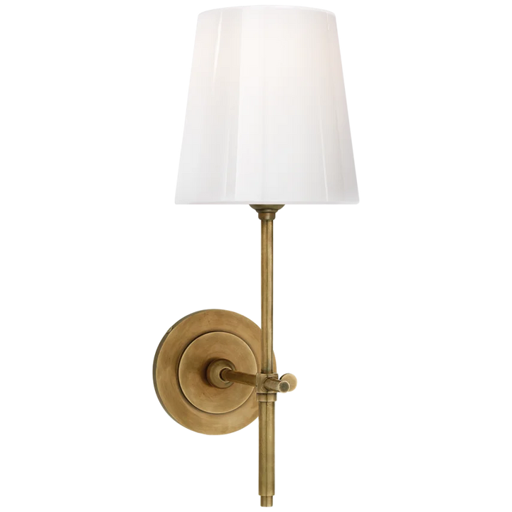 Bryant Sconce in Hand Rubbed Antique Brass with White Glass