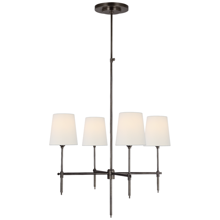 Bryant Small Chandelier in Bronze with Linen Shades
