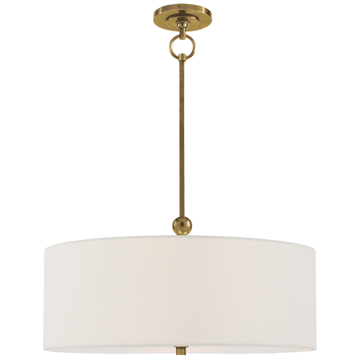 Reed Hanging Shade in Hand-Rubbed Antique Brass with Linen Shade