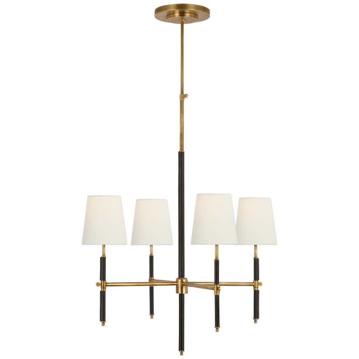 Bryant Small Wrapped Chandelier in Hand-Rubbed Antique Brass & Chocolate Leather