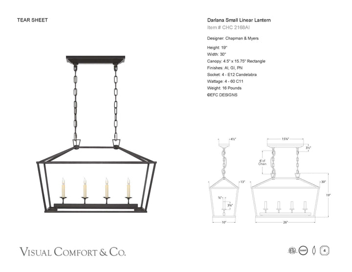 Darlana Small Linear Lantern in Aged Iron